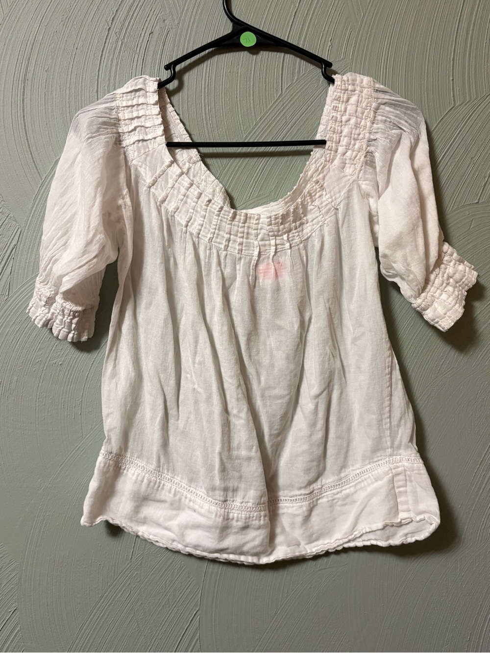 Gretchen Scott Designs White Smocked Scoop Neck Tunic